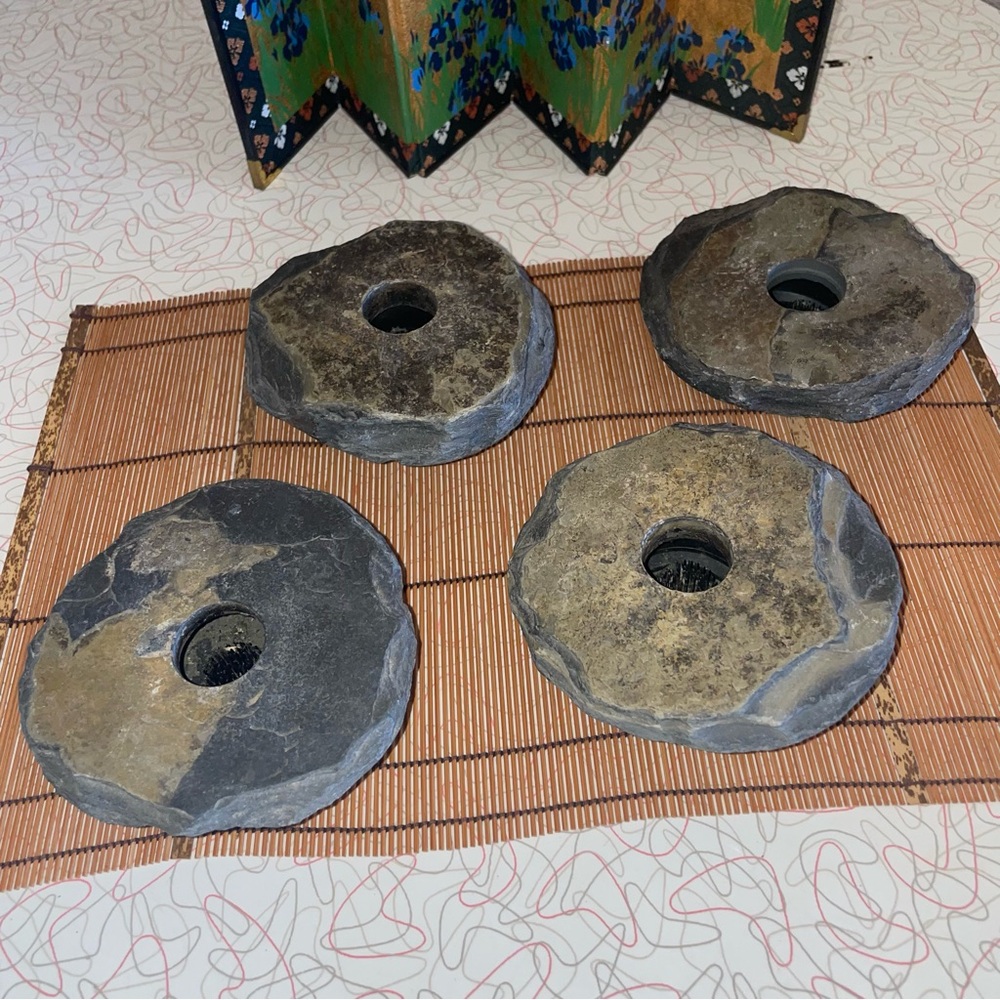 4 Ikebana Flower Frog Slate Stone